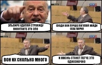 Эльвира удаляй страницу вконтакте это зло сходи вон лучше погуляй найди себе парня вон их сколько много и жизнь станет легче это однозначно