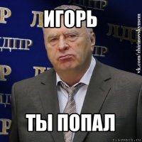 игорь ты попал