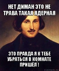 нет диман это не трава такая ядерная это правда я к тебе убраться в комнате пришёл !