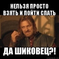 нельзя просто взять и пойти спать да шиковец?!