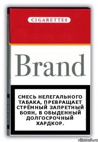 Смесь нелегального табака, превращает стрёмный запретный боян, в обыденный долгосрочный хардкор.