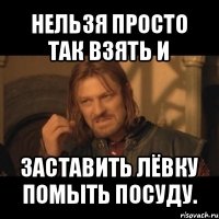 нельзя просто так взять и заставить лёвку помыть посуду.