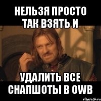 нельзя просто так взять и удалить все снапшоты в owb