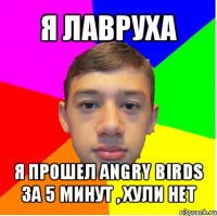 я лавруха я прошел angry birds за 5 минут , хули нет