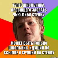 тупее школьника, просящего засрать чью-либо стенку, может быть только школьник, идущий по ссылке и срущий на стенку