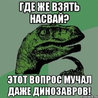 где же взять насвай? этот вопрос мучал даже динозавров!