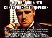 ты говоришь что сортировка это деревня но ты даже не знаешь что здесь четыре общеобразовательные школы и одна музыкальная, детские сады, узловая дорожная больница и поликлиника, дом культуры, детская конно-спортивная школа, банно-оздоровительный комплекс, стадион и дом спорта, сеть магазинов, библиотеки и даже музей