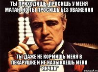 ты приходишь, просишь у меня матан, но ты просишь без уважения ты даже не кормишь меня в пекарушке и не называешь меня "янчик"