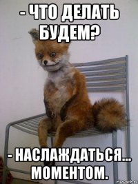 - что делать будем? - наслаждаться... моментом.