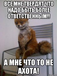 все мне твердят что надо быть более ответственным!! а мне что то не ахота!