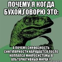 почему я когда бухой,говорю это: а почему синфазность сингулярности нарушается после коллапса микросистемы в альтернативных мирах ?