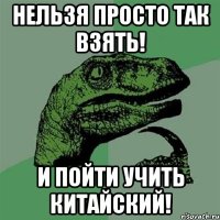 нельзя просто так взять! и пойти учить китайский!