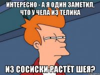 интересно - а я один заметил, что у чела из телика из сосиски растёт шея?