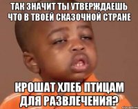 так значит ты утверждаешь что в твоей сказочной стране крошат хлеб птицам для развлечения?