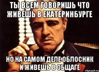 ты всем говоришь что живешь в екатеринбурге но на самом деле облосник и живешь в общаге