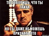 ты говоришь, что ты гайка но ты даже не можешь признать это