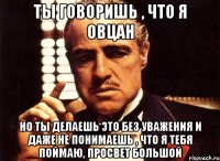 ты говоришь , что я овцан но ты делаешь это без уважения и даже не понимаешь , что я тебя поймаю, просвет большой