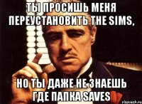 ты просишь меня переустановить the sims, но ты даже не знаешь где папка saves