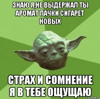 знаю я,не выдержал ты аромат пачки сигарет новых страх и сомнение я в тебе ощущаю