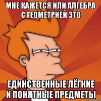 мне кажется или алгебра с геометрией это единственные лёгкие и понятные предметы