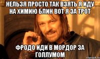 нельзя просто так взять я иду на химию блин вот я за трот фродо иди в мордор за голлумом