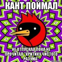 кант поймал не отпускал пока не прочитал "критику чистого разума"