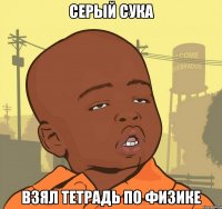 серый сука взял тетрадь по физике