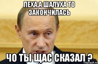 леха,а шалуха то закончилась чо ты щас сказал ?