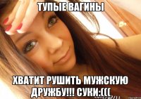 тупые вагины хватит рушить мужскую дружбу!!! суки:(((