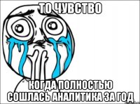 то чувство когда полностью сошлась аналитика за год