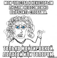 мои чувства к некоторым людям невозможно выразить словами. только монтировкой, лопатой или топором.