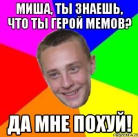 миша, ты знаешь, что ты герой мемов? да мне похуй!