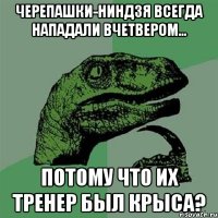 черепашки-ниндзя всегда нападали вчетвером... потому что их тренер был крыса?