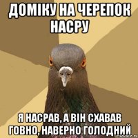 доміку на черепок насру я насрав, а він схавав говно, наверно голодний