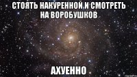 стоять накуренной и смотреть на воробушков ахуенно