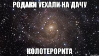 родаки уехали на дачу колотерорита