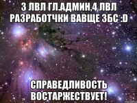 3 лвл гл.админ,4 лвл разработчки вавще збс :d справедливость востаржествует!