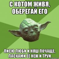 с котом живя, оберегай его писю люби и няш почаще, ласками её неж и труи