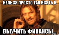 нельзя просто так взять и выучить финансы...