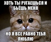 хоть ты ругаешься и бьёшь меня но я все равно тебя люблю