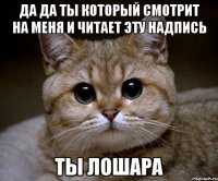 да да ты который смотрит на меня и читает эту надпись ты лошара