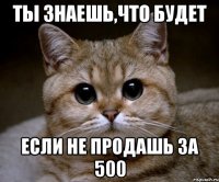 ты знаешь,что будет если не продашь за 500