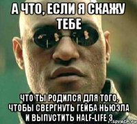 а что, если я скажу тебе что ты родился для того, чтобы свергнуть гейба ньюэла и выпустить half-life 3