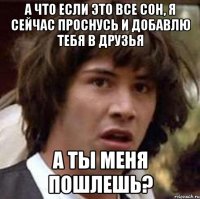 а что если это все сон, я сейчас проснусь и добавлю тебя в друзья а ты меня пошлешь?