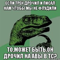 если трек дрочил и писал нам чтобы мы не флудили то,может быть,он дрочил на авы в тс?