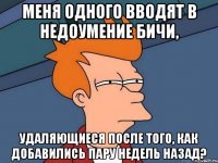 меня одного вводят в недоумение бичи, удаляющиеся после того, как добавились пару недель назад?