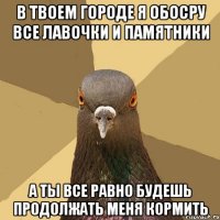 в твоем городе я обосру все лавочки и памятники а ты все равно будешь продолжать меня кормить