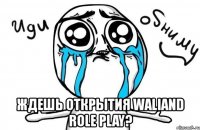  ждешь открытия waliand role play?