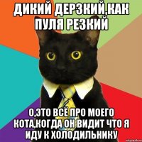 дикий дерзкий,как пуля резкий о,это всё про моего кота,когда он видит что я иду к холодильнику