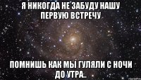 я никогда не забуду нашу первую встречу помнишь как мы гуляли с ночи до утра..